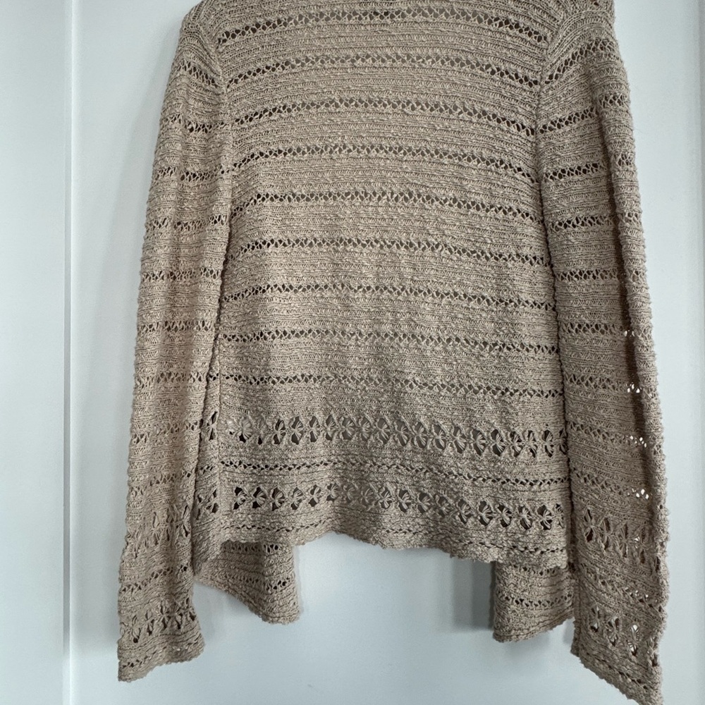 Lucky Brand NWOT Light Beige Striped Knit Cardigan - Picture 4 of 6